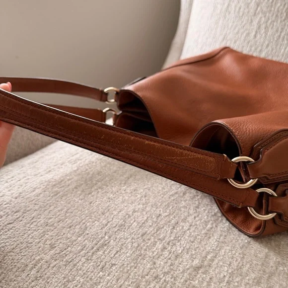 Coach Edie Pebbled Leather Shoulder Bag in Saddle Tan Brown - Picture 7 of 10